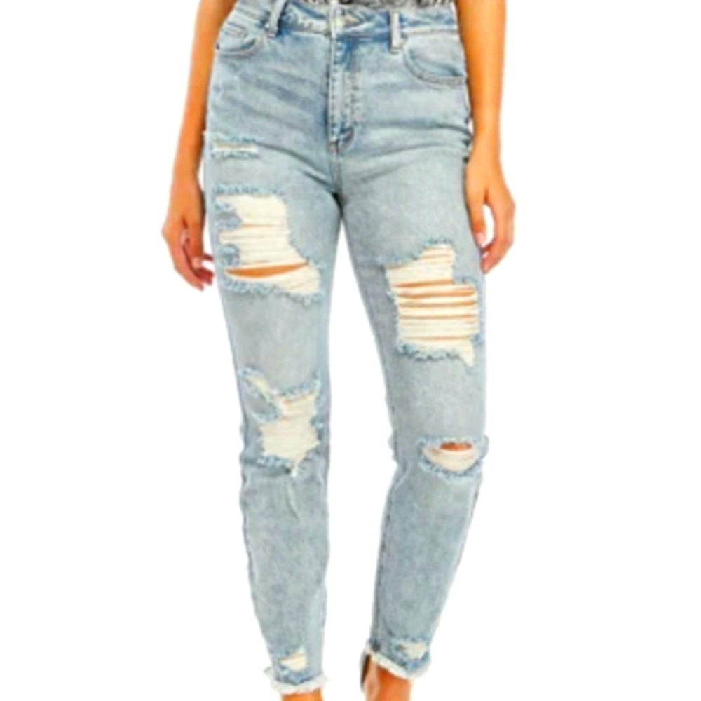 RampageJunior's High Rise Destructed Denim Jeans Size 31